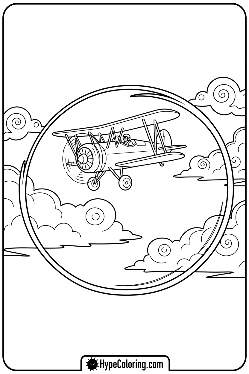 stunt-plane-doing-loop - coloring page of an airplane