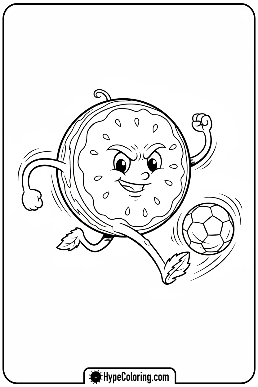 watermelon-playing-soccer - watermelon coloring page