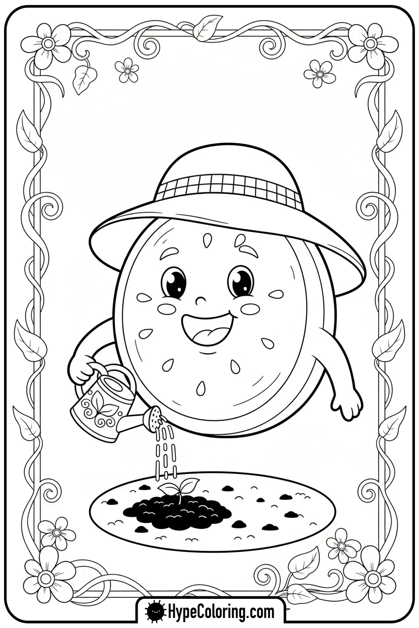 watermelon-gardening-a-sprout - watermelon coloring page
