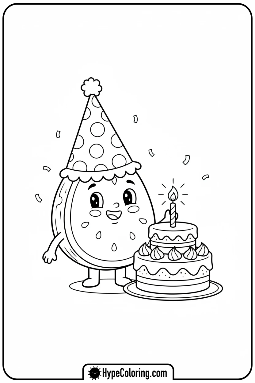 watermelon-at-birthday-party - watermelon coloring page