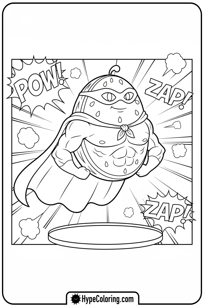 watermelon-superhero - watermelon coloring page