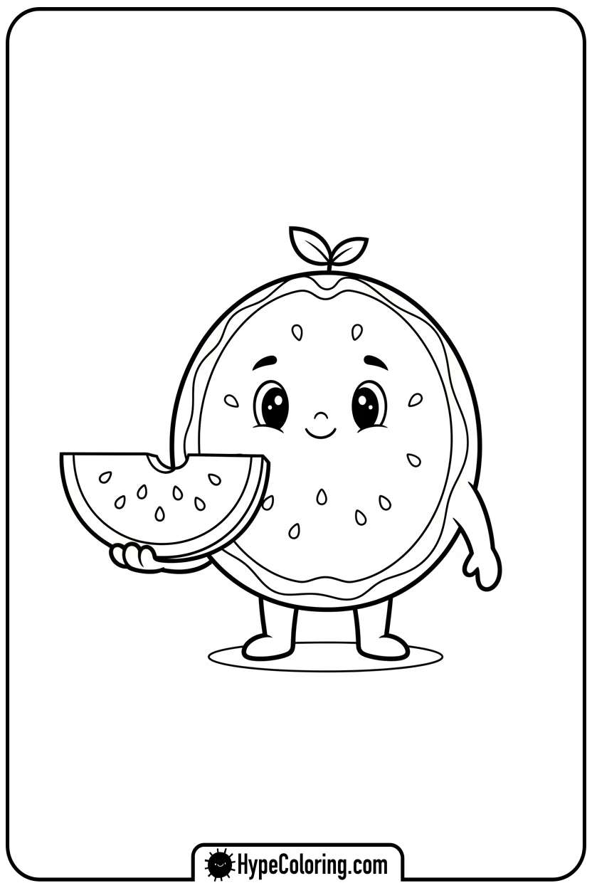 watermelon-sharing-a-slice - watermelon coloring page