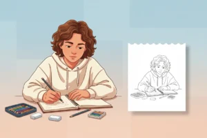 teenager-sketching-in-a-spiral-bound - teen coloring pages