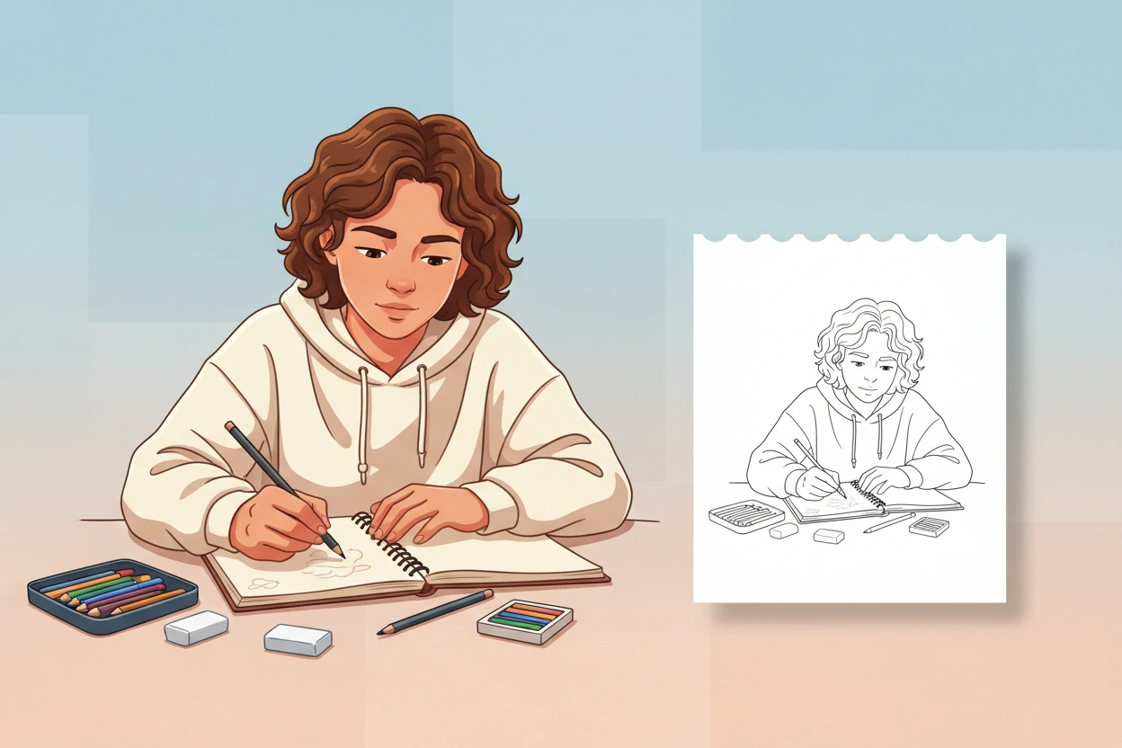 teenager-sketching-in-a-spiral-bound - teen coloring pages