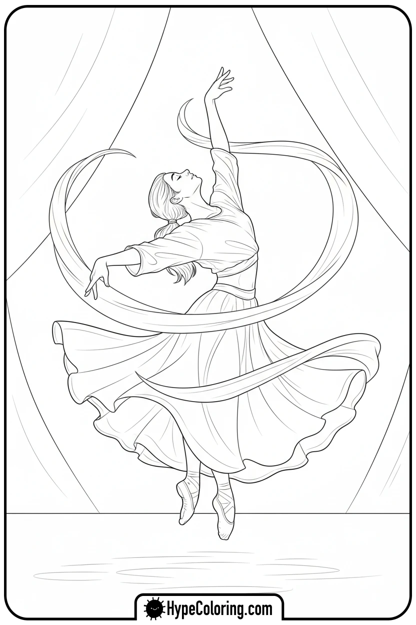 teen-in-dynamic-dance-pose - teen coloring pages