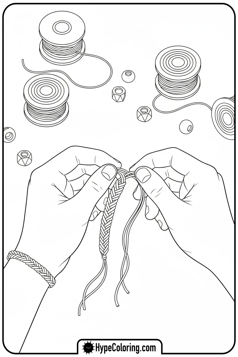teen-making-friendship-bracelet - teen coloring pages