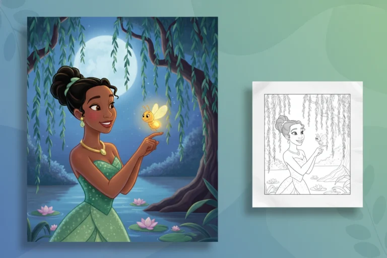 tiana-gently-holding-ray-the - tiana coloring pages