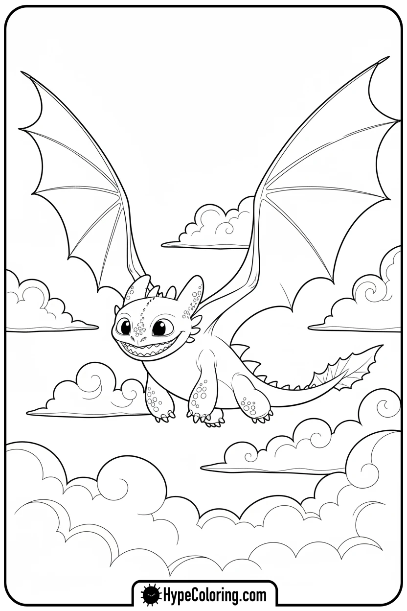 toothless-flying-happily - toothless coloring pages