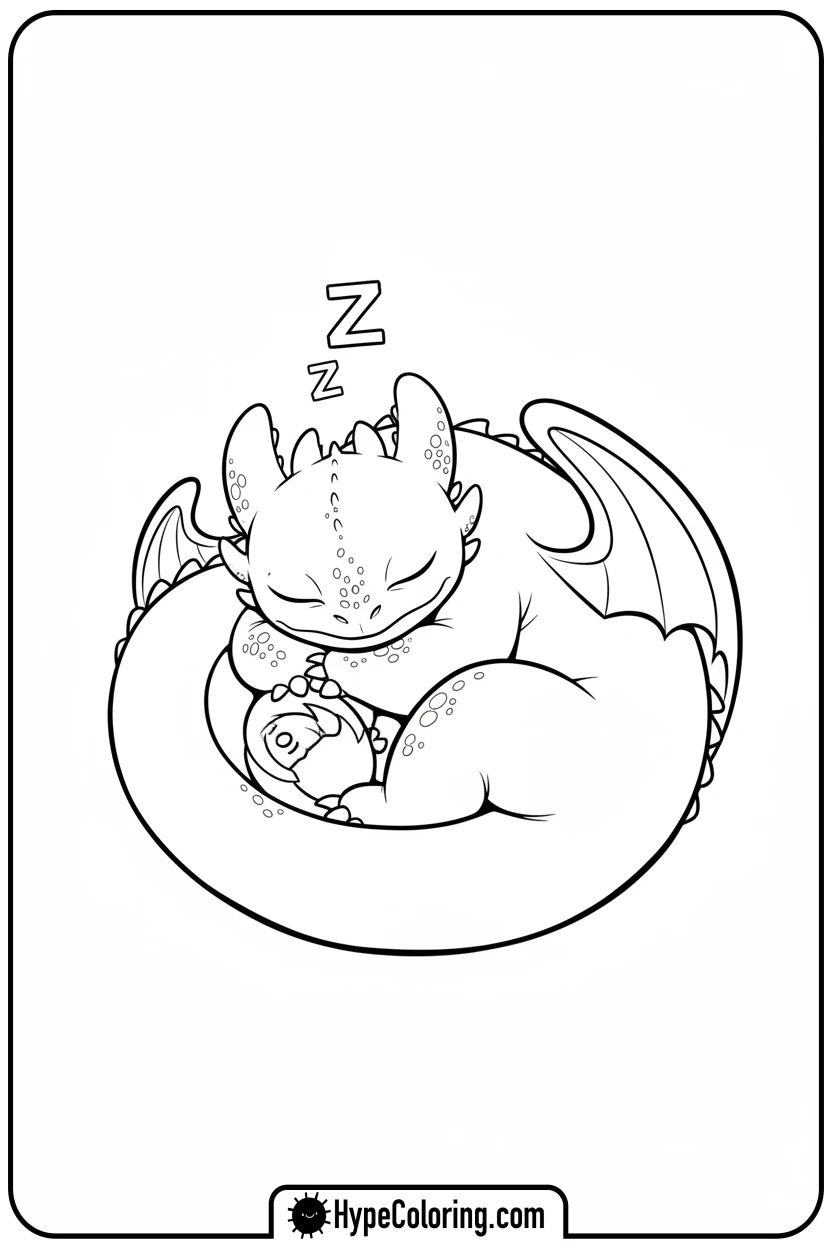 toothless-sleeping-peacefully - toothless coloring pages
