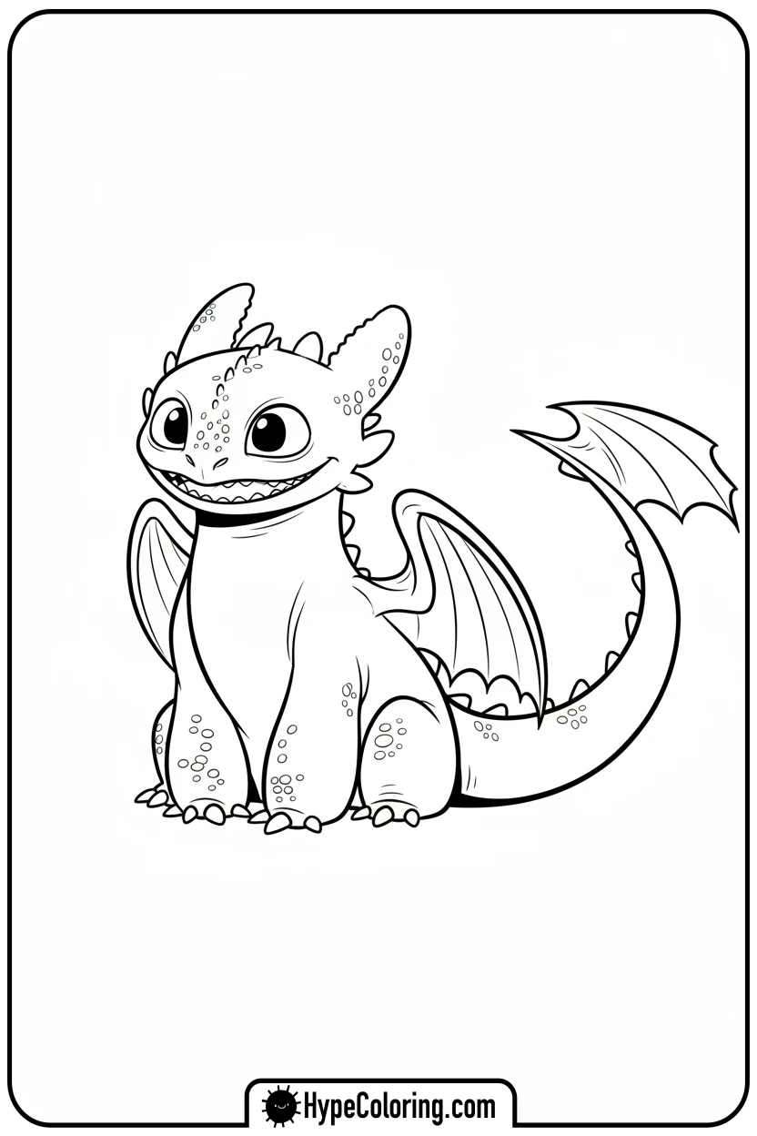 toothless-wagging-tail-eagerly - toothless coloring pages