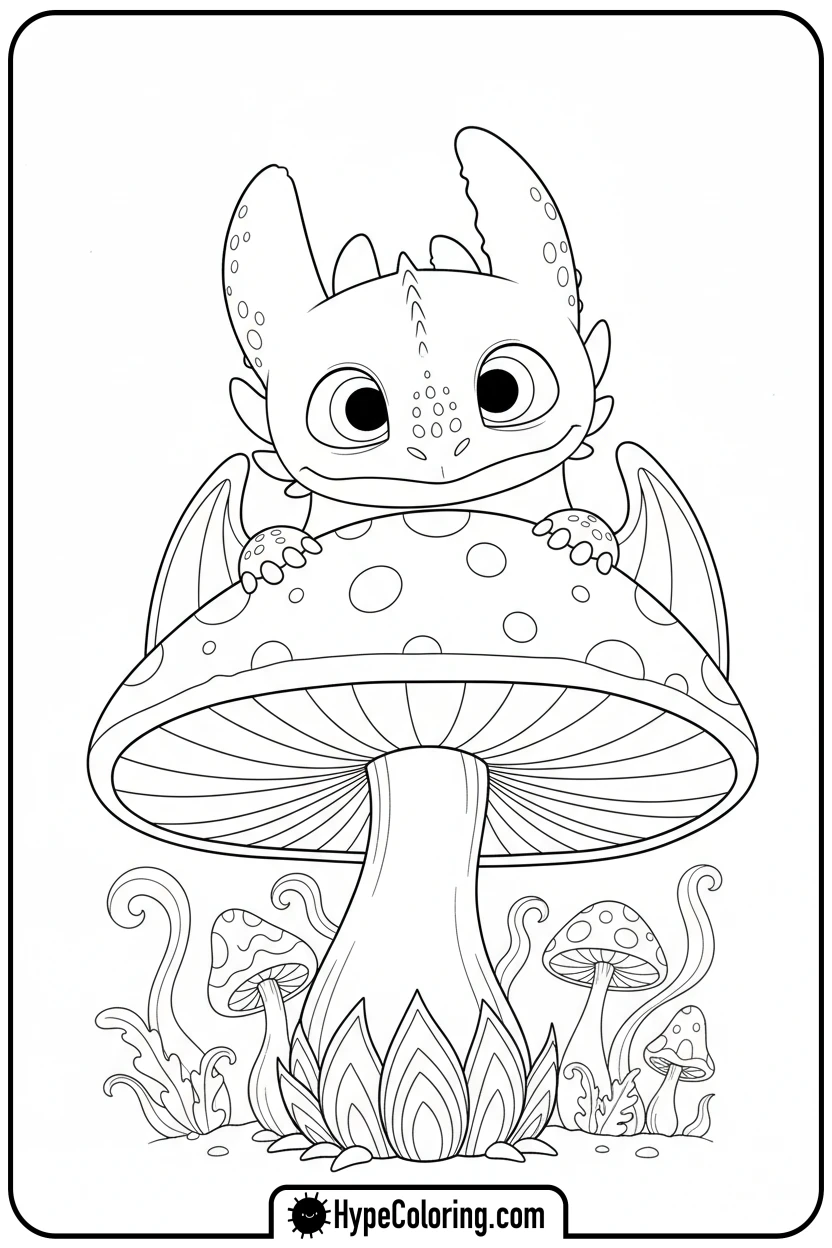 toothless-peeking-over-mushroom - toothless coloring pages
