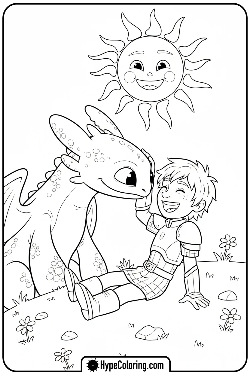 toothless-nuzzling-hiccup - toothless coloring pages