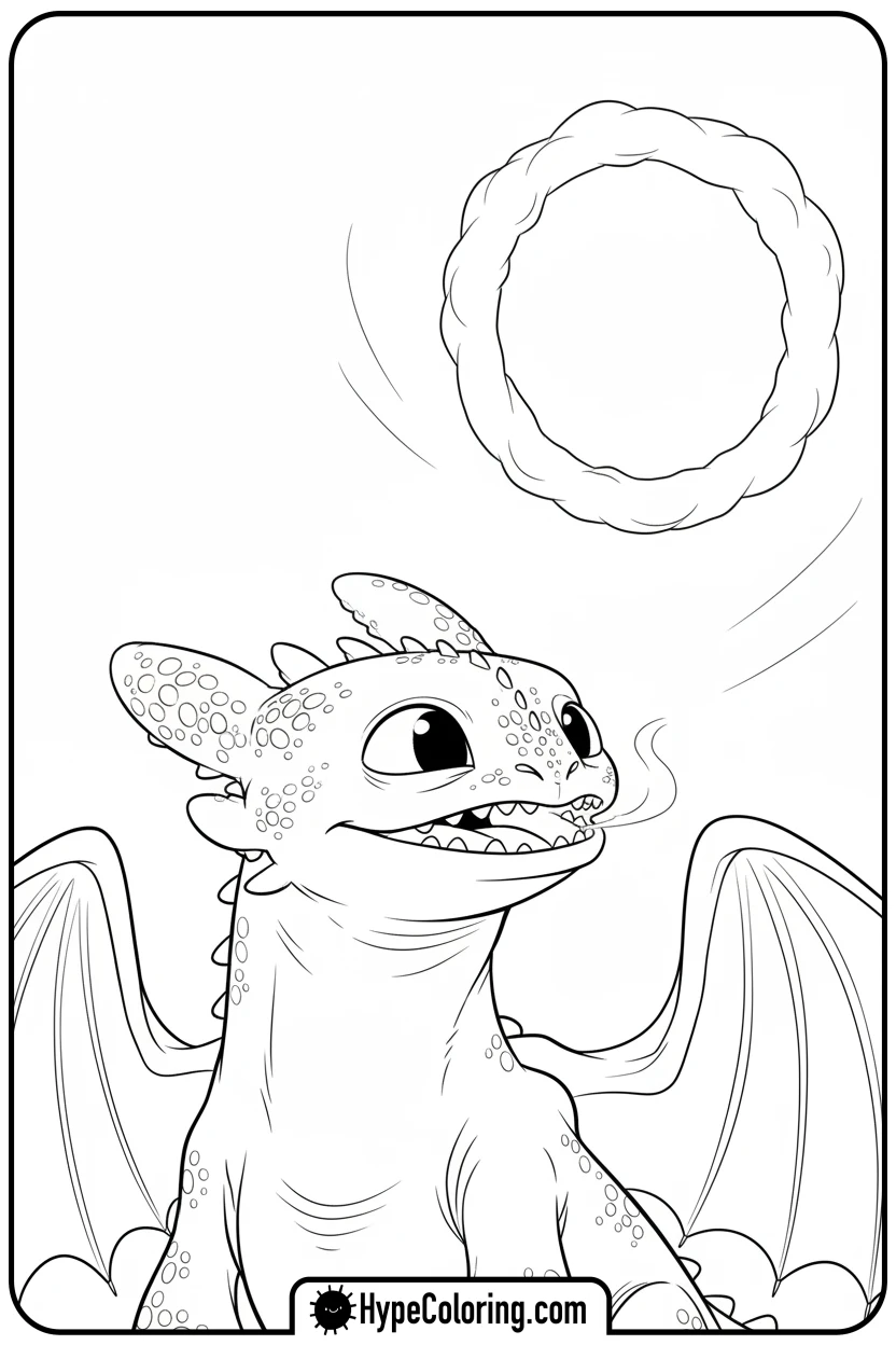 toothless-blowing-smoke-ring - toothless coloring pages