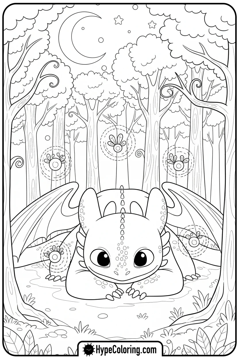 toothless-watching-fireflies - toothless coloring pages