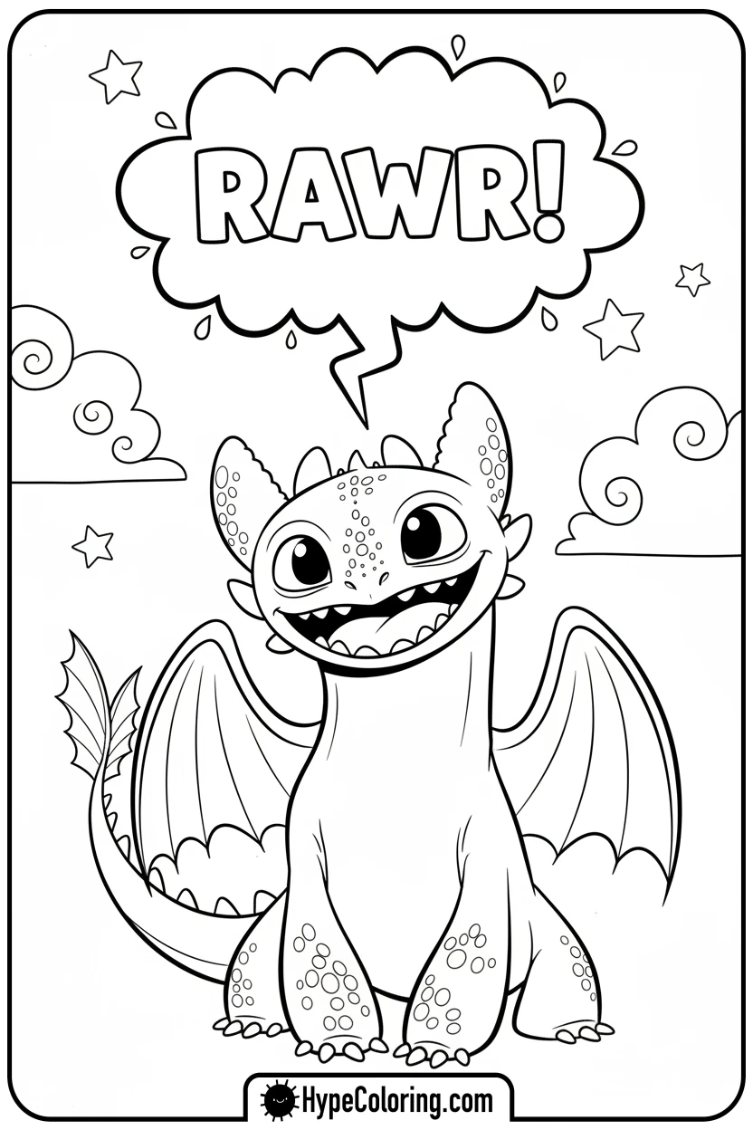 toothless-roaring-playfully - toothless coloring pages