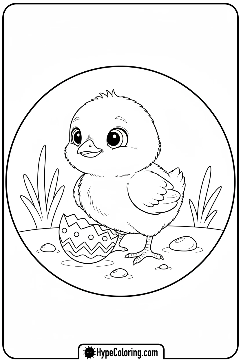 chick-hatching-from-egg - adorable animal coloring pages