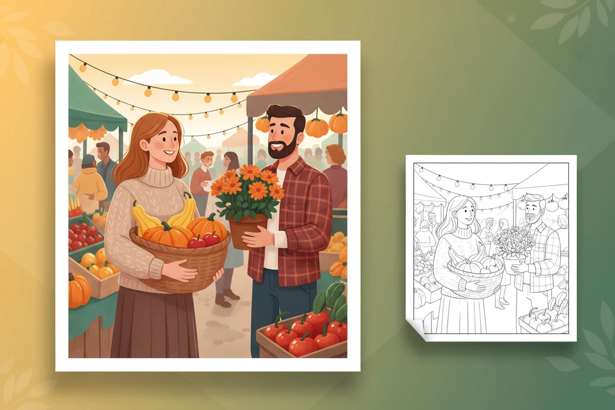 an-adult-woman-carrying-a - autumn adult coloring pages