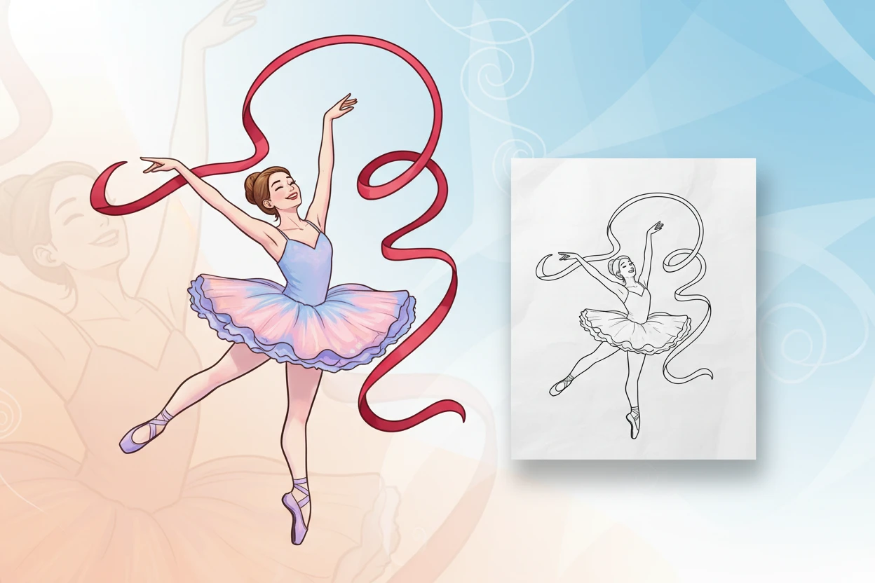 a-joyful-ballerina-leaping-lightly - ballet dance coloring pages