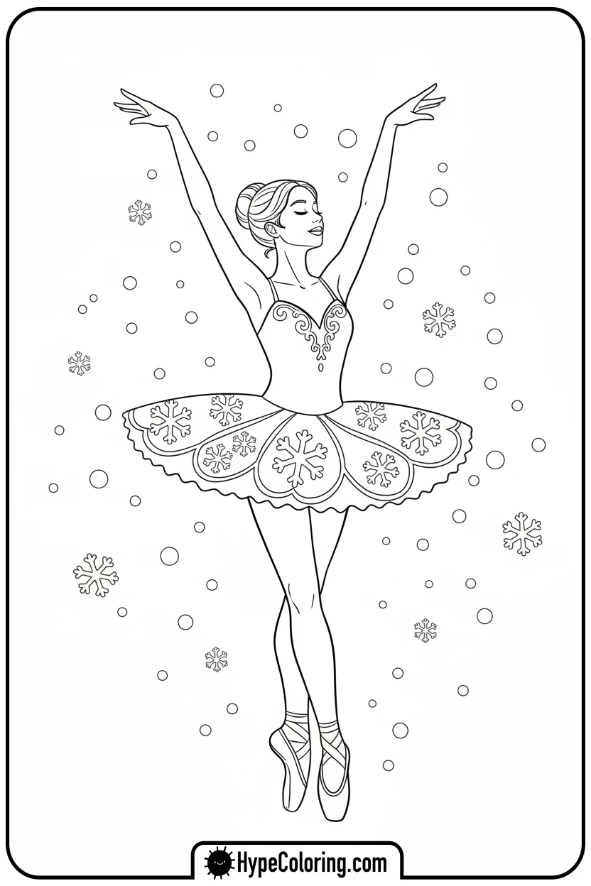 ballerina-dressed-as-snowflake - ballet dance coloring pages
