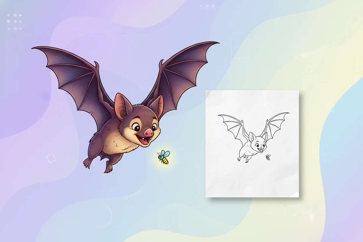 a-playful-bat-making-a - bat coloring pages