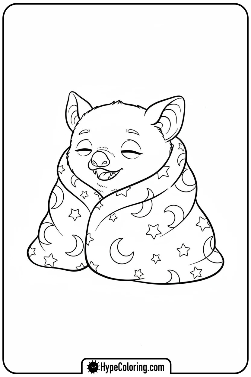 cozy-bat-wrapped-in-blanket - bat coloring pages