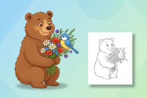 a-friendly-bear-gently-offering - bear coloring page