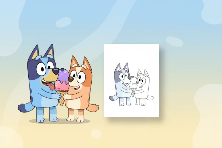 bluey-and-bingo-both-holding - bluey and bingo coloring pages